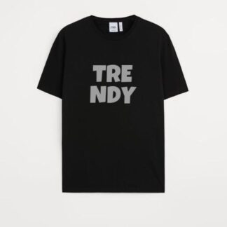 trendy black t shirt gray ink