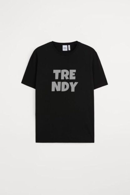 trendy black t shirt gray ink