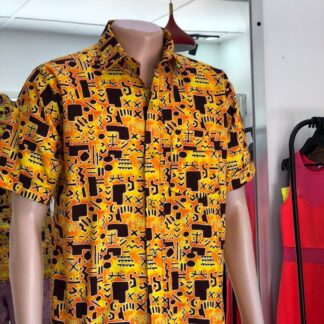 wax print org neck shirt