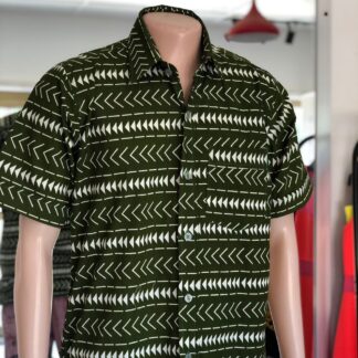 Trendy green strip wax print shirt