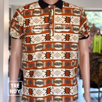 trendy wax print polo shirt